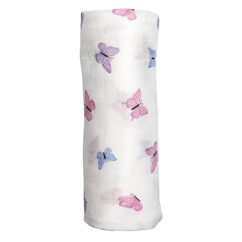 Image of Muslin Baby Swaddle - Breathable Receiving Blankets for Newborn Baby, 70% Viscose derived from Bamboo, 30% Spandex, Imported, Butterfly