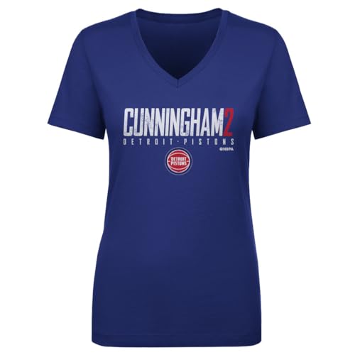 500 LEVEL Cade Cunningham Detroit Pistons Womens V-Neck T-Shirt - Cade Cunningham Detroit Pistons Elite WHT (Royal Blue Large)