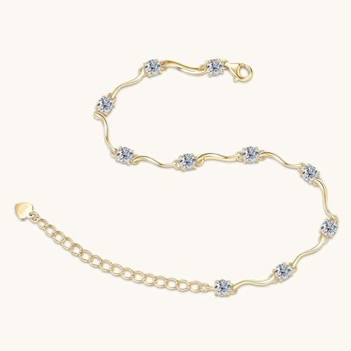 4mm Moissanite Link Bracelet for Women, 3.0cttw D Color VVS1 925 Sterling Silver Adjustable Dainty 10-Stones Bracelets for Wife Mom Birthday Jewelry Gifts4