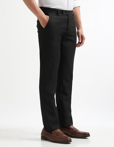 Image of Arrow Textured Tapered Fit Formal Trousers for Men - Full Length Formal Pants for Men Office Wear
