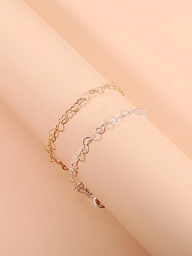 Hollow Love Heart Link Chain Bracelet Sterling Steel Bracelet for Women4