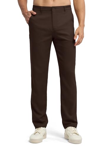 Image of Willit Men's Linen Pants Casual Linen Dress Pants Beach Summer Lightweight Trousers 28 inch 30 inch 32 inch