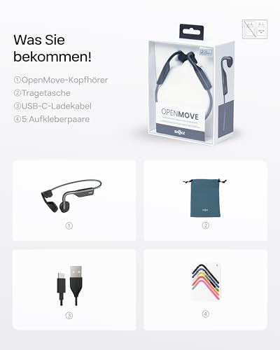 SHOKZ OpenMove Wireless Headphones, [England Athletics Recommended] Bluetooth Bone Conduction Sports Headset with Mic, 6 Hour Playtime & IP55 Waterproof for Running Workout Cycling (Grey) - 11