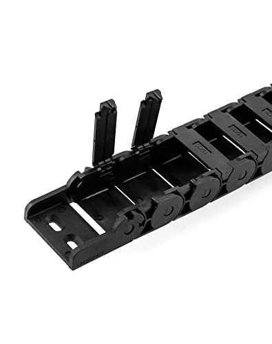 QWORK R28/38 15 mm x 30 mm semi-fechado cabo de plástico preto corrente de arrasto, pacote com 4 1 m