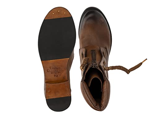 Vintage Foundry Women's Filo Handmade Low Heel Ankle Boots W Adjustable Laces Full Length Front Zip Chunky Block Platform Casual Military Combat Goth Gothic Victorian Engineer Cowboy Western Comic Con; Size 6 #TOP4