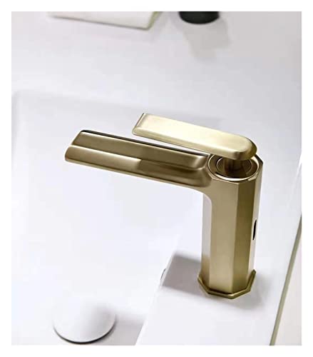 Mitigeur d'eau robinet en laiton or brossé monocommande basse - 4