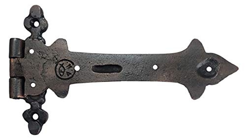 Image of Adonai Hardware Adonijah Antique Cast Iron Strap T Hinge (7.9 inch x 2 Pack, Oil Rubbed Bronze) for Barn Doors, Gates, Kitchen Cabinets, Sheds, Wooden Box, Furniture, Cedar Chest and Trunks
