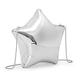 GOKTOW Bolsa de mão de acrílico em forma de estrela metálica exclusiva para noite bolsa transversal para festa feminina, Prata