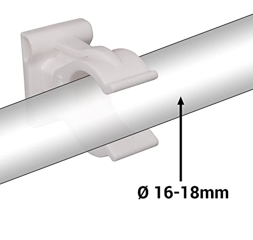 SKIR'CO Pipe Clips, White, 10 Pack, 16-18 mm, Plastic, Simple Mounting, Suitable for Various Pipes - Image 3