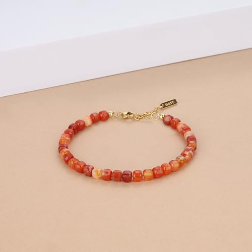GAVU Crystal Bracelet for Women, Women's Beaded Bracelet, 5mm Onyx/Red Carnelian/Turquoise4