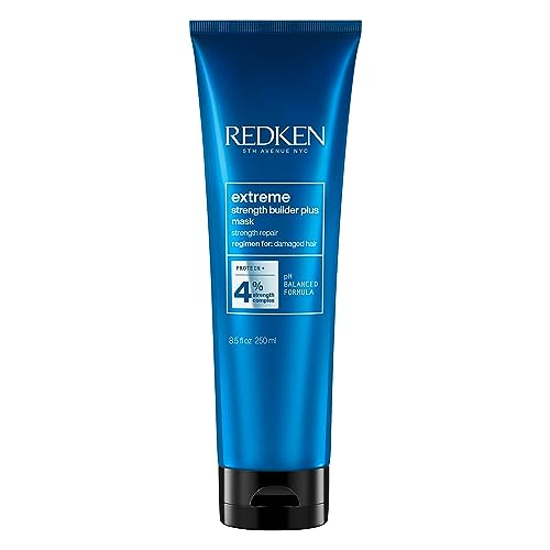 Redken | Máscara Profissional Extreme Strength Builder Plus, Tratamento Intensivo Fortificante e Reparador para Cabelos Danificados, 250 ml