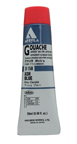 Holbein Acryla Gouache Artists Acrylic Polymer Emulsion, 20ml Ash Blue (D158)