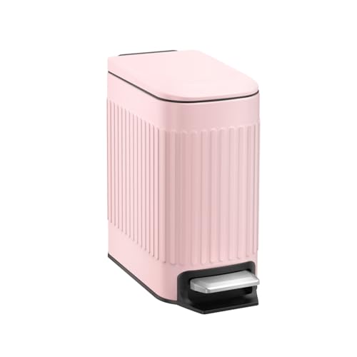 Bote de basura rosa TrashAid de acero inoxidable con pedal de paso para baño