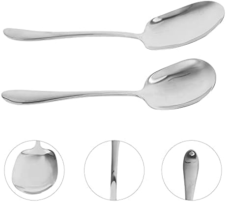 DOITOOL 2PCS Dinner Spoon Serving Spoon Solid Spoon Stainless Steel Cooking Spoon Serving Spoon Kitchen Spoon for Cooking Basting