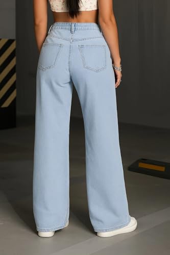 Image of Women's Black High Waist Denim Jeans | Straight, Relaxed, Wide Leg & Baggy Fit | High Rise Loose Oversized Denim Pants for Women | Comfortable Casual Everyday Wear | Oversized Woman baggys