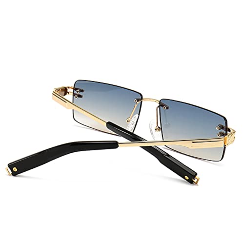 kachawoo Retro Rectangular Sunglasses Rimless Male Gold Metal Female Square Sun Glasses4