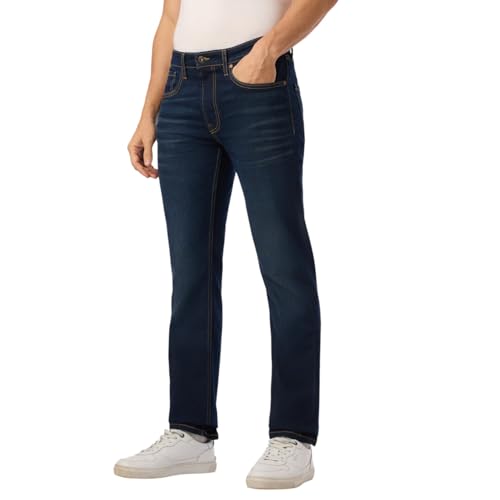Image of Pepe Jeans Men's Straight Fit Jeans|Mid Rise |Stretchable Fabric| Jeans for Men | Available in Plus Size