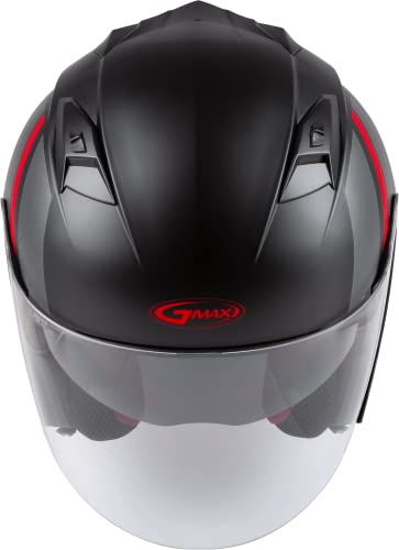 Gmax Of-77 Open-Face Street Helmet (Matte Black/Red/Silver, Small) #TOP2