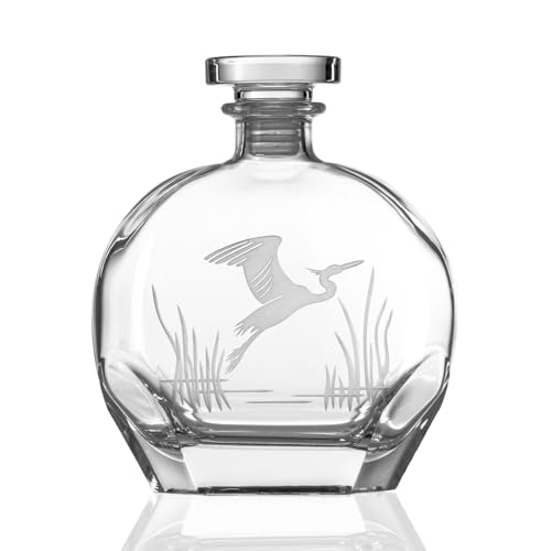 Rolf Glass Heron 23oz Whiskey Decanter | Spirits Decanter with Airtight Stopper | Lead-Free Crystal Glass | Engraved in the USA | Liquor Decanter for Whiskey, Bourbon, & Brandy