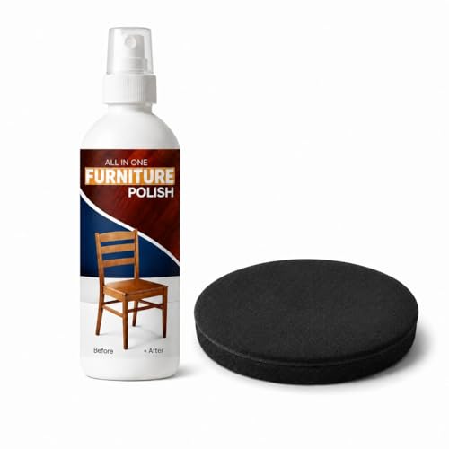 Image of All-in-One Wood Furniture Polish Spray (100ml) with Applicator Sponge | Scratch Remover, Cleaner, Shiner & Protector for Wooden Surfaces | Restores Natural Gloss Finish (Pack of 1)