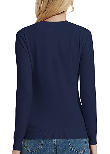 Urban Coco Women's V Neck Long Sleeve Solid Classic Knit Pullover Sweater Tops (Navy Blue, M) #TOP5