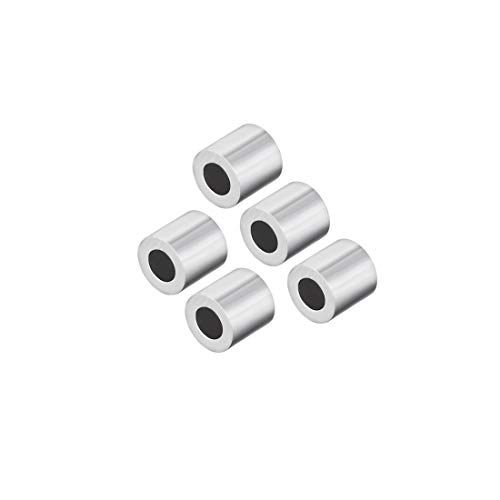 sourcing map M3 Manguito de aluminio Crimp 3 mm. Cuerda de alambre de acero. Botones de tope 5 pcs.