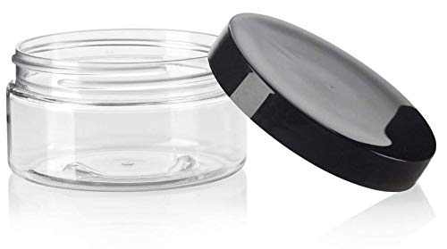 Clear PET Plastic (BPA Free) Refillable 8 Oz / 250ml Empty Cosmetic Containers Cases with Black Lid for Cream Lotion Bottle All Purpose Portable Household Containers (6 Pack)2