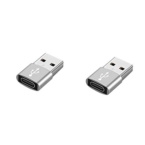 YSJJZRL Adaptateur USB C vers USB Mâle, [2 Pack] Mini USB Femelle (Type-C) vers USB 2.0 Mâle (Type-A) Synchronisation des Données Adaptateur OTG Convertisseur de Connecteur (Argent) Cover