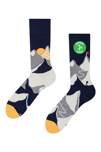 Dedoles Socken Unisex Damen Herren & Kinder Baumwolle viele lustige Designs 1 Paar Geschenk links rechts verschieden, Farbe: Grau, Motiv: Bergsteiger (Bambus), Gr. 39-42