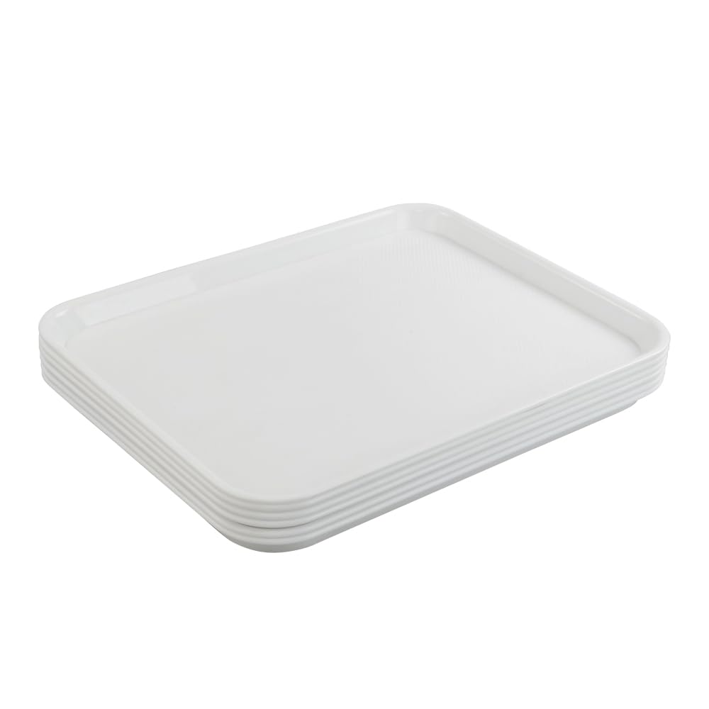 Set of 6 Plastic Serving Tray, Fast Food Tray, White
