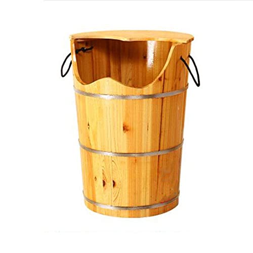 Holz-Fußbad-Eimer, Pediküre-Becken-Blasen-Fuß-Eimer-Fumigation Wash Fuß-Fußbad mit Deckel und Massage mit konstanter Temperatur, gedämpftes Holzfass (D) Cover
