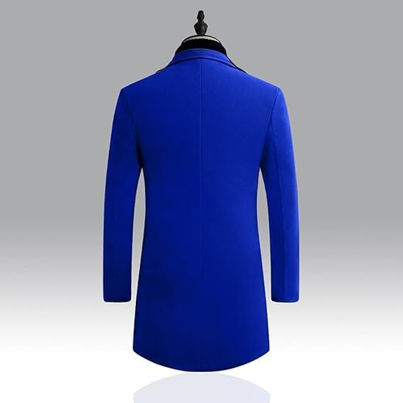 Wool Blend Trench Coat for Mens Notched Collar Single Breasted Wool Blend Pea Coat Casual Cotton Blend Peacoat