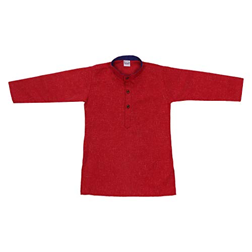Image of superminis Baby Boys Cotton Solid Ethnic Wear Kurta Pyjama Set With Wooden Button