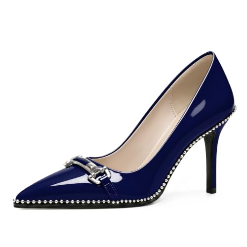 Image of Women's High Heel Pumps Stiletto Heel Pumps for Women Pointed Toe Heels Elegant Classic 3.5 Inch Beaded Pumps