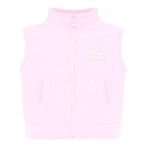 Creative Knitwear College Baby NCAA Officially Licensed Polar Fleece Vest - Auburn Tigers AU Logo - Pink - 2 Years