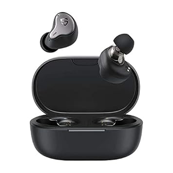 SoundPEATS H1 Hybrid Dual-Driver TWS Earphone Bluetooth 5.2 Apt-X QCC3040 HiFi Wireless Charging Earbuds 40Hrs Playtime (Black)