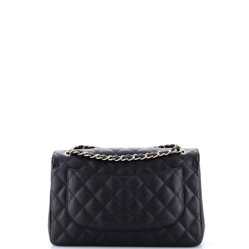Pre-Loved Classic Double Flap Bag Quilted Caviar Jumbo, Black3