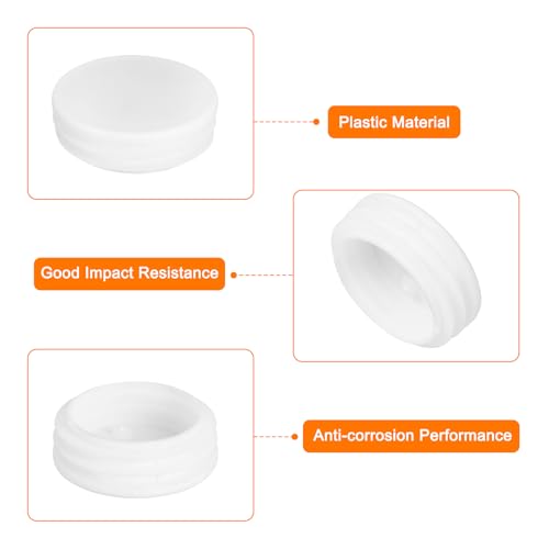 Image of uxcell 1-7 /8 inch(48mm) Round Plastic Plug, 4 Pcs White Pipe Tubing End Cap Plastic Plug Cap Insert Glide Insert for Metal Tubing Fence Table Chairs Furniture