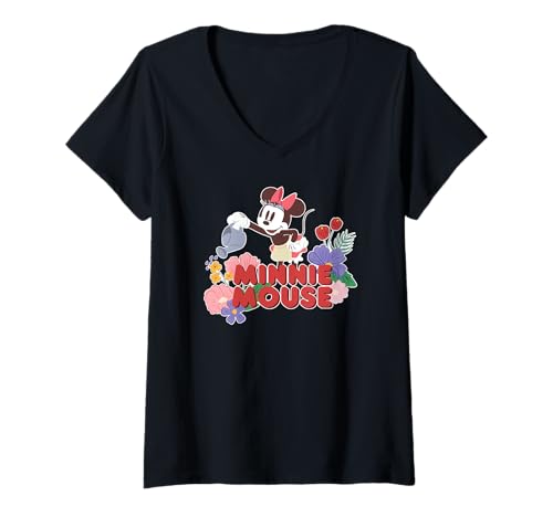 T-shirt col V Minnie Mouse Disney Botanical Garden en taille adulte pour femme