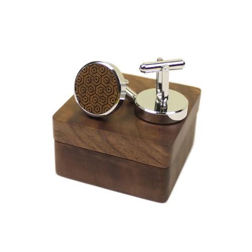 Vintage Walnut Wooden Cufflinks With Walnut Organizer Box for Men