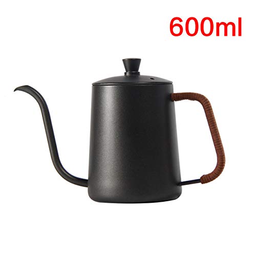 Bollitore antigoccia da 350 ml, 600 ml, per caffè e tè, rivestimento antiaderente, in acciaio inox per uso alimentare, a collo di cigno con bocca sottile (isolato B 600 ml)