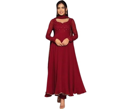 Elegant Fox Georgette Gown with Sequence Work & Moti Lace Dupatta Party & Ethnic for Women-image-12