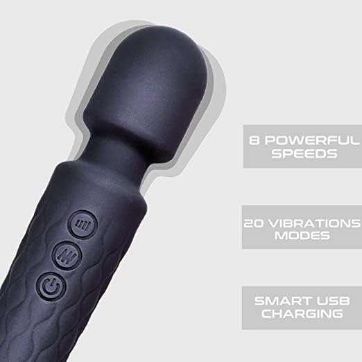 Vrishay Rechargeable Body Massager - Handheld Waterproof Vibrate Wand Massage Cordless Machine with 20 Vibration Modes - 8 Speeds, Battery Powered Massager for Women and Men Vrishay Rechargeable Body Massager - Handheld Waterproof Vibrate Wand Massage Cordless Machine with 20 Vibration Modes - 8 Speeds, Battery Powered Massager for Women and Men