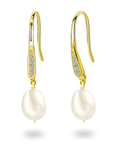 Gold Earrings PAVOI AAA+ Freshwater Pearl Stud Earrings 14K Gold