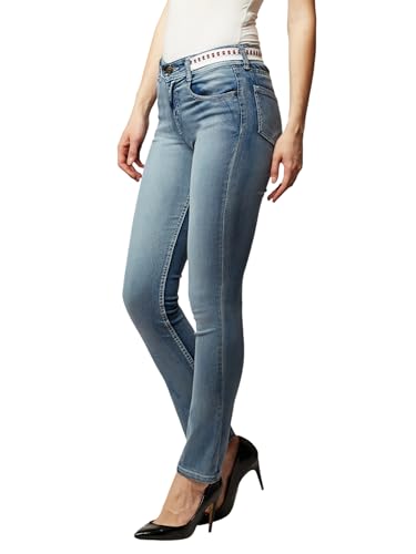 Image of Miss Chase Women's Skinny High Rise Cropped Fringed Hemline Detailing Stretchable Denim Jeans