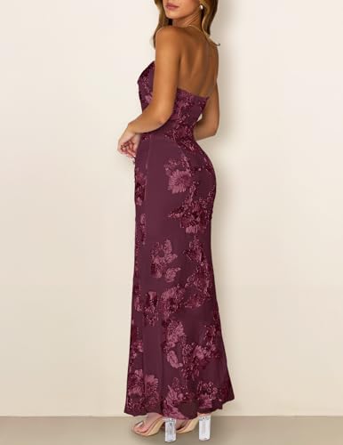 Image of MEROKEETY Women's Summer Floral Wedding Guest Cocktail Maxi Dress