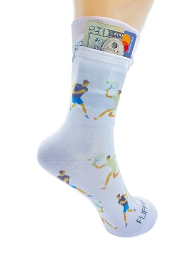 Image of Zipper Sock Wallet - Cotton & Polyester Zipper Socks with Pockets - Fits shoe size 6-13