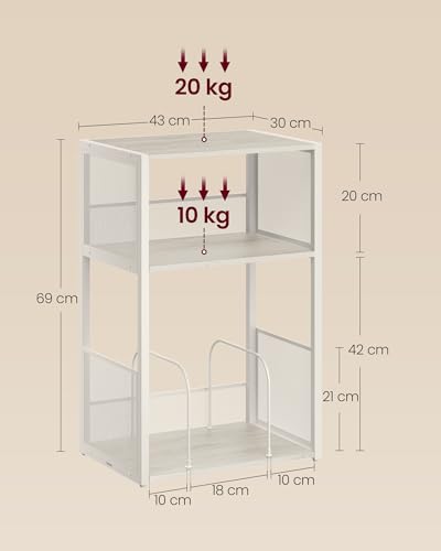 VASAGLE Plattenspieler-Ständer, 3 Etagen, Beistelltisch, Aufbewahrung von Schallplatten, bis zu 100 Alben, Tisch für Wohnzimmer, Schlafzimmer, vintageweiß LET275W01