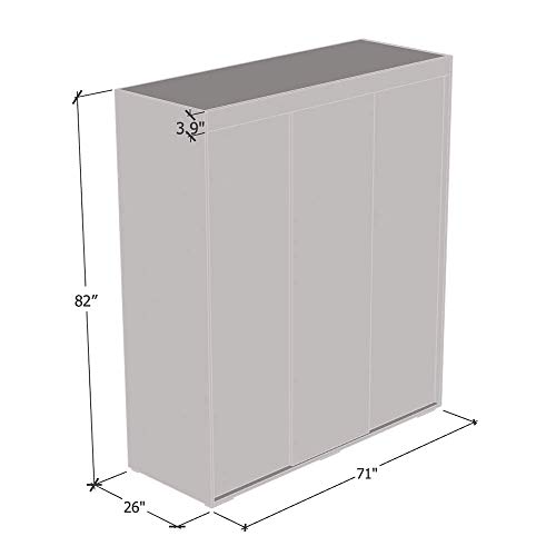 Aria 3 Door 71" Wardrobe (White With All Mirror) #TOP1