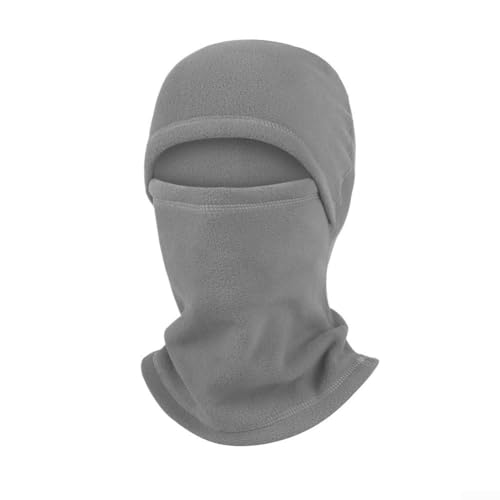 Pasamontañas de invierno para motociclismo y correr, máscara facial transpirable resistente al viento con material de poliéster de felpa, gris (gris claro)